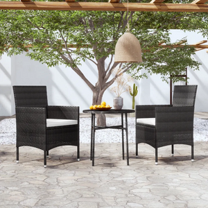 Set Mobili da Pranzo per Giardino 3 pz Polyrattan Nero cod mxl 38714