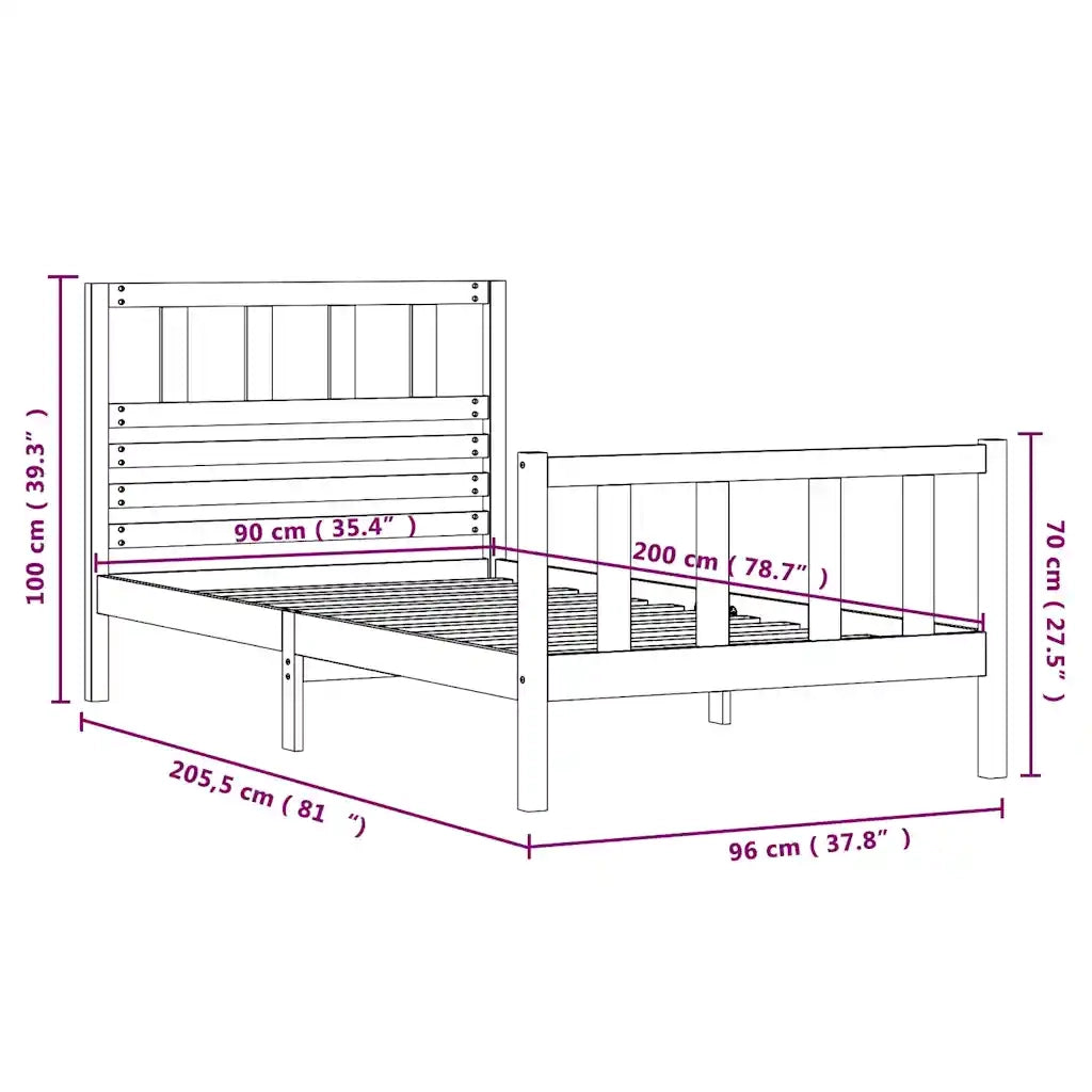 Giroletto-Struttura Letto in Legno Massello 90x200 cm 269735