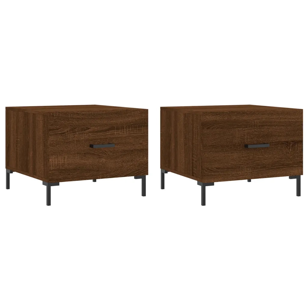 2 pz Tavolini salotto | Tavolino da caff¨¨ | Tavolino da Soggiorno Rovere Marrone 50x50x40 Legno Multistrato