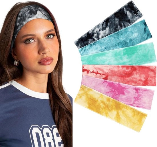 Cintura per capelli (6 pezzi) per donne e ragazze - elastica, respirante e antiscivolo con fissaggio sicuro - fascia per capelli alla moda per yoga, corsa e sport