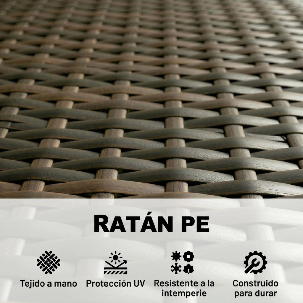 Set giardino in polyrattan con divano, poltrone e tavolino vetro ¨C zephmum ¨C marrone