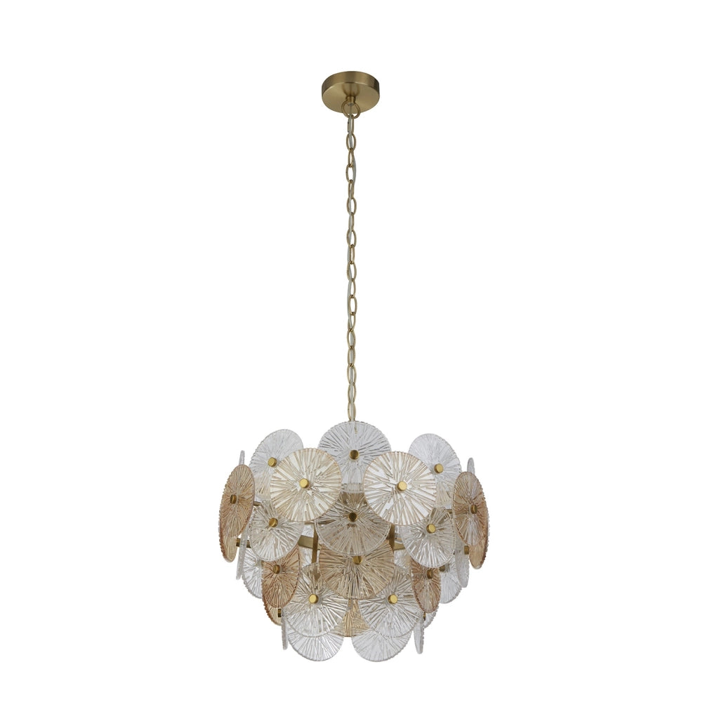 Lampadario Contemporaneo Wagon Acciaio Bronzo Vetro 5 Luci G9