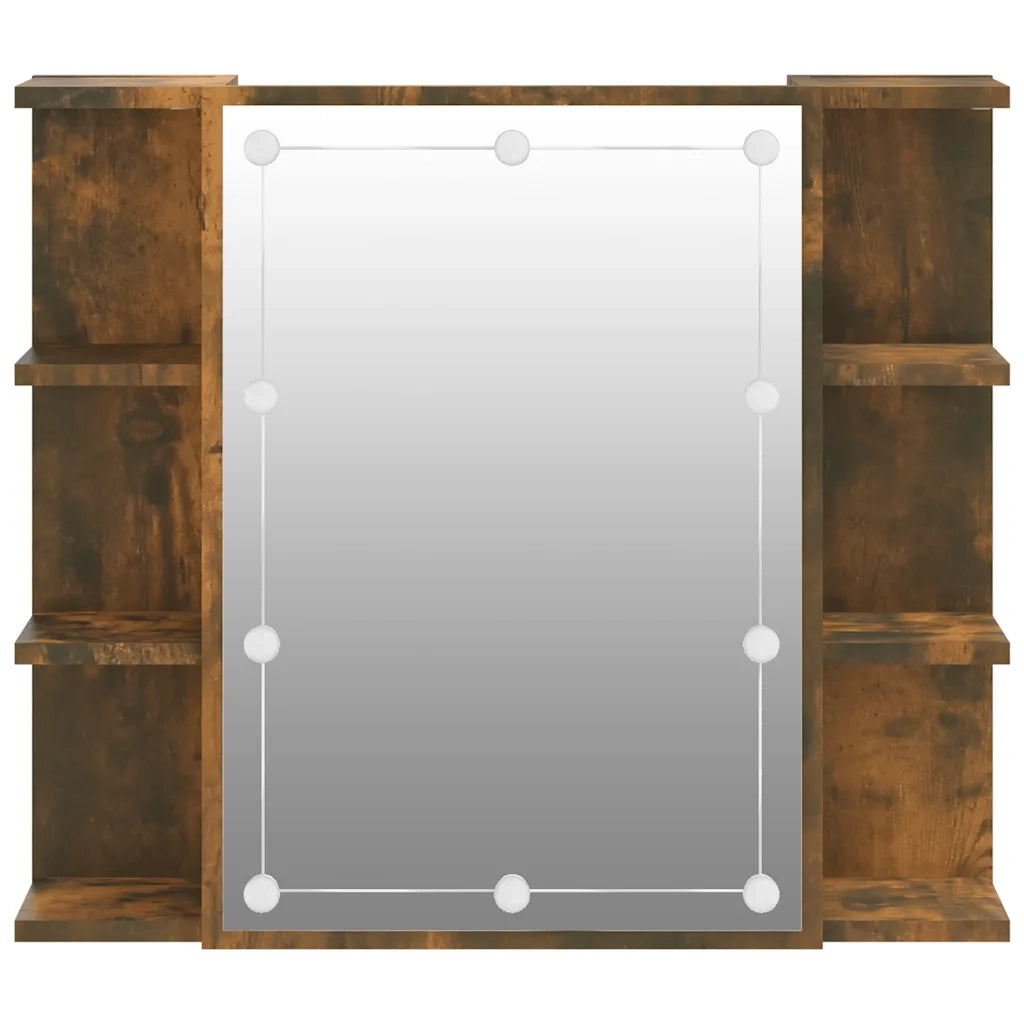 Mobile a Specchio con LED-Armadietto a Specchio Rovere Fumo 70x16,5x60 cm