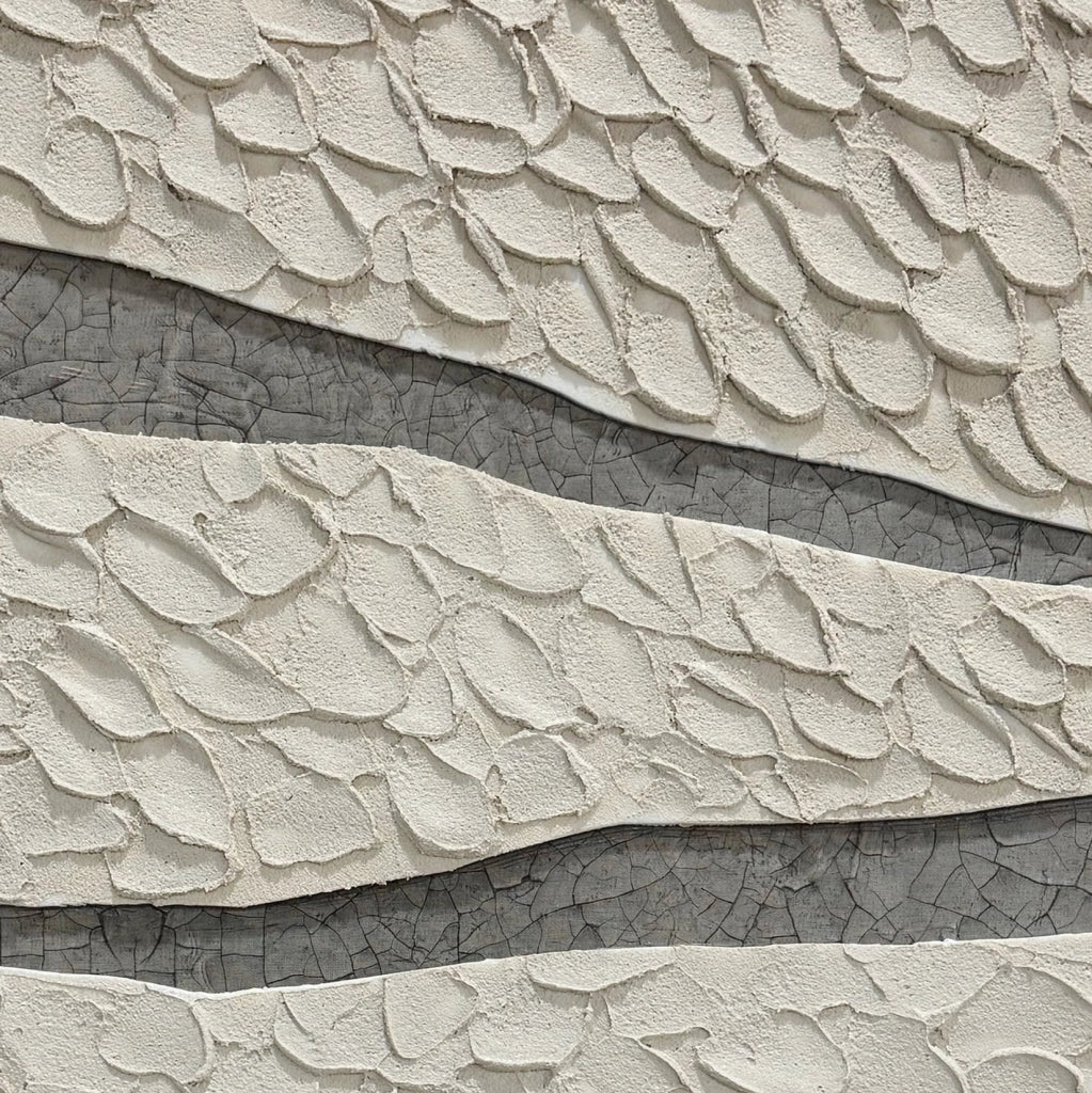 Tela incorniciata 3D Hispanohogar dipinta geometrica grigio e beige 100x70