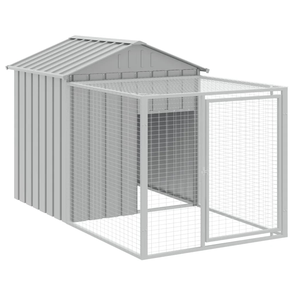 Recinto per pollaio con recinto per galline con cortile libero 117 x 1017 x 123 cm in acciaio zincato grigio 02_0043956