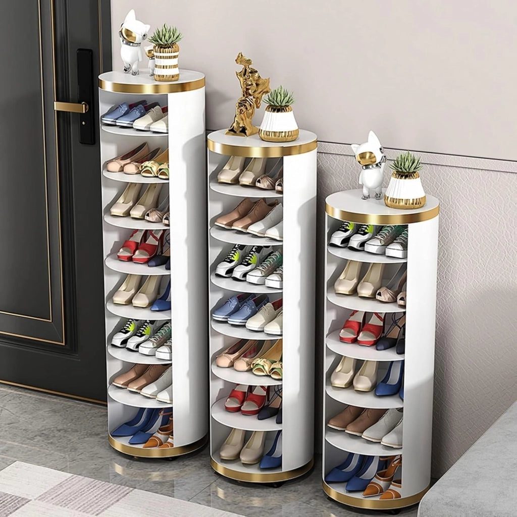 scarpiera Scarpiera girevole a 360 gradi per riporre l'ingresso - Moderno supporto in metallo per piccoli spazi - Supporto verticale per organizer per scarpe (dimensioni: 32 * 105 cm/12,6 * 41 po