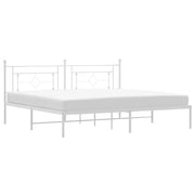 Letto matrimoniale | Letto per adulti | Giroletto con Testiera Metallo Bianco 193x203 cm