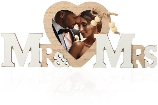Fotoframe a forma di cuore - Cornice per foto in legno - Adatto a San Valentino - Matrimonio - Anniversario - 25x10,5 Cm