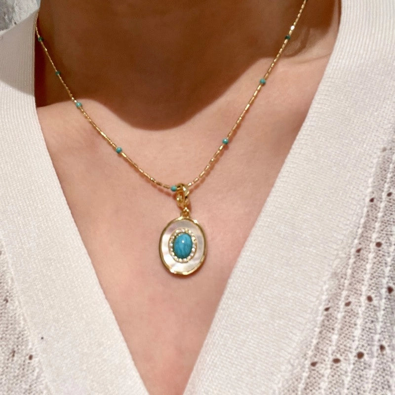 Collana di perle di cristallo turchese