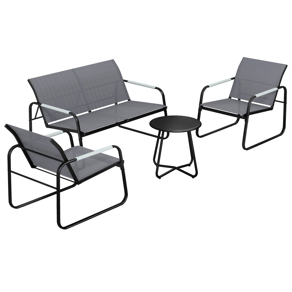 Set di mobili da giardino a 4 posti; divano a 2 posti; 2 poltrone e tavolo rotondo; treccia a corda; antiscivolo