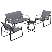Set di mobili da giardino a 4 posti; divano a 2 posti; 2 poltrone e tavolo rotondo; treccia a corda; antiscivolo