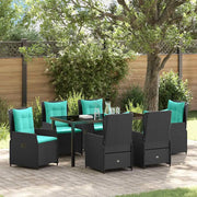 Set da Pranzo per Giardino 7 pcs Nero Poly Rattan 3381041