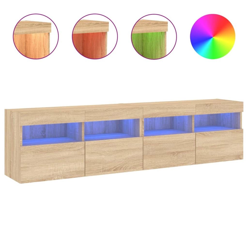 Mobili TV a Parete con Luci LED 2pz Rovere Sonoma 80x30x40 cmcod mxl 87888