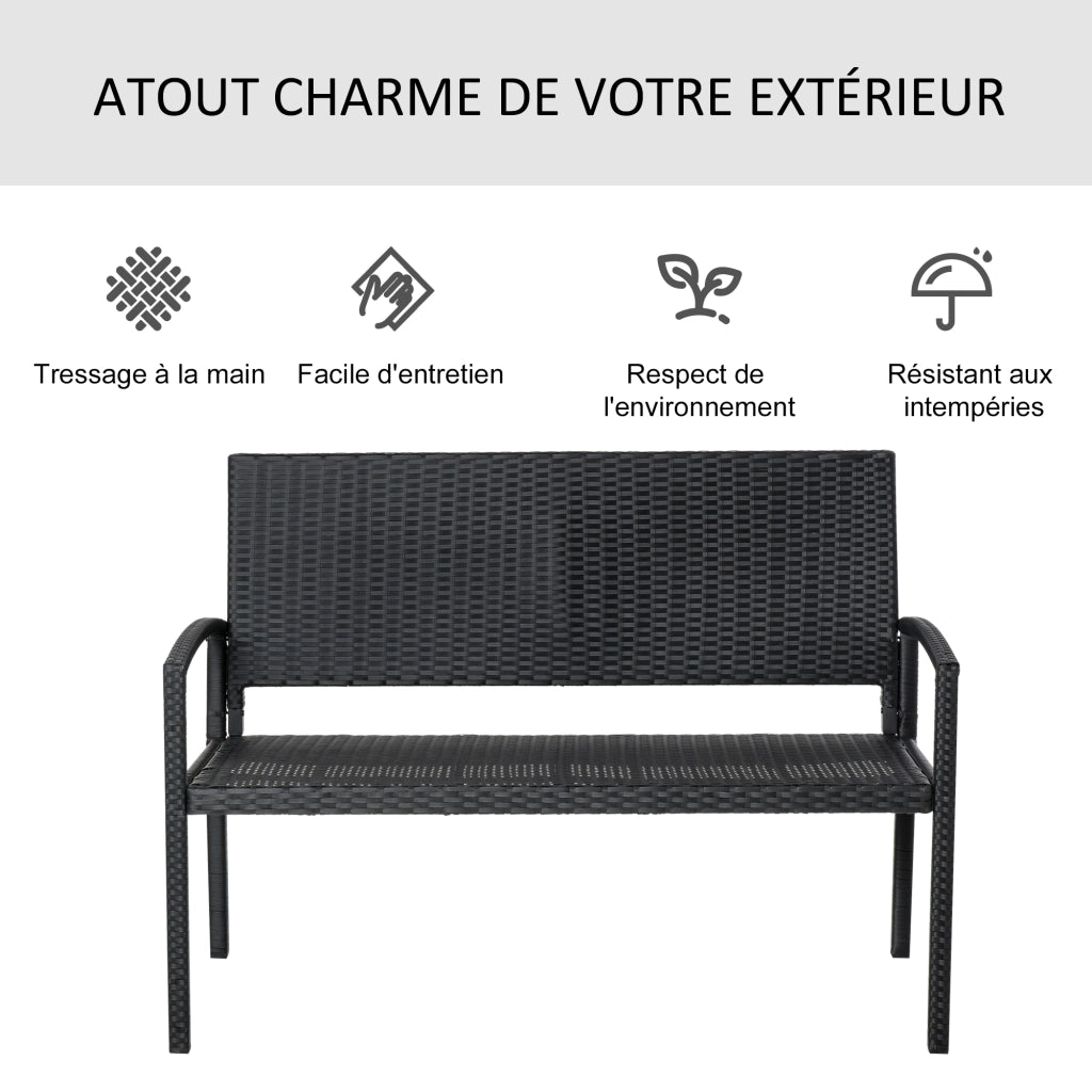 Divano da giardino 2 posti in resina intrecciata ¨C zephmum ¨C nero 120x60x80