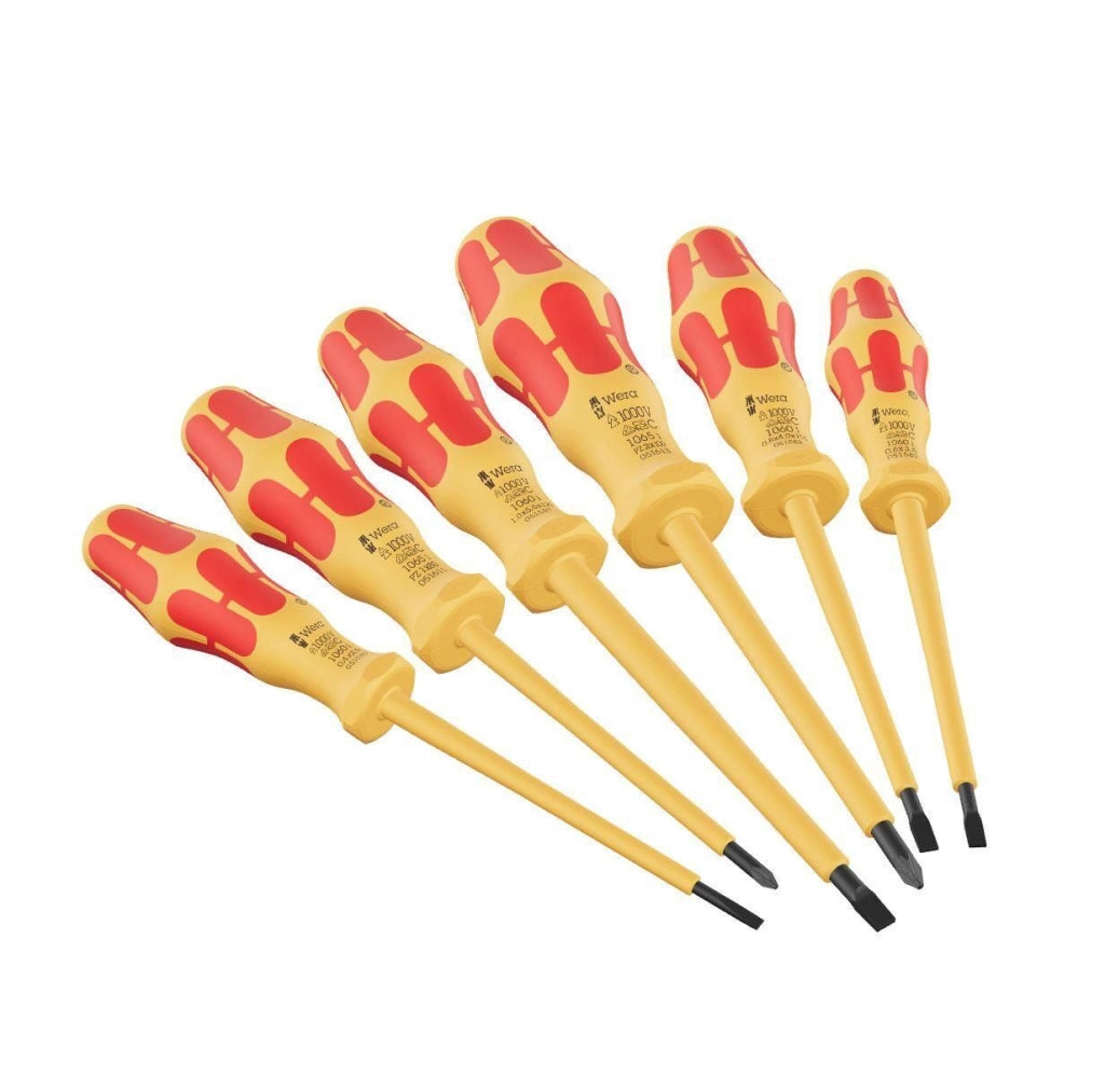 Wera 05051576001 1060 i-1065 i-6 VDE Assortimento Cacciaviti Isolati VDE 6 Pezzi Impugnatura Kraftform Punta Wera Black Point colore Rosso Giallo