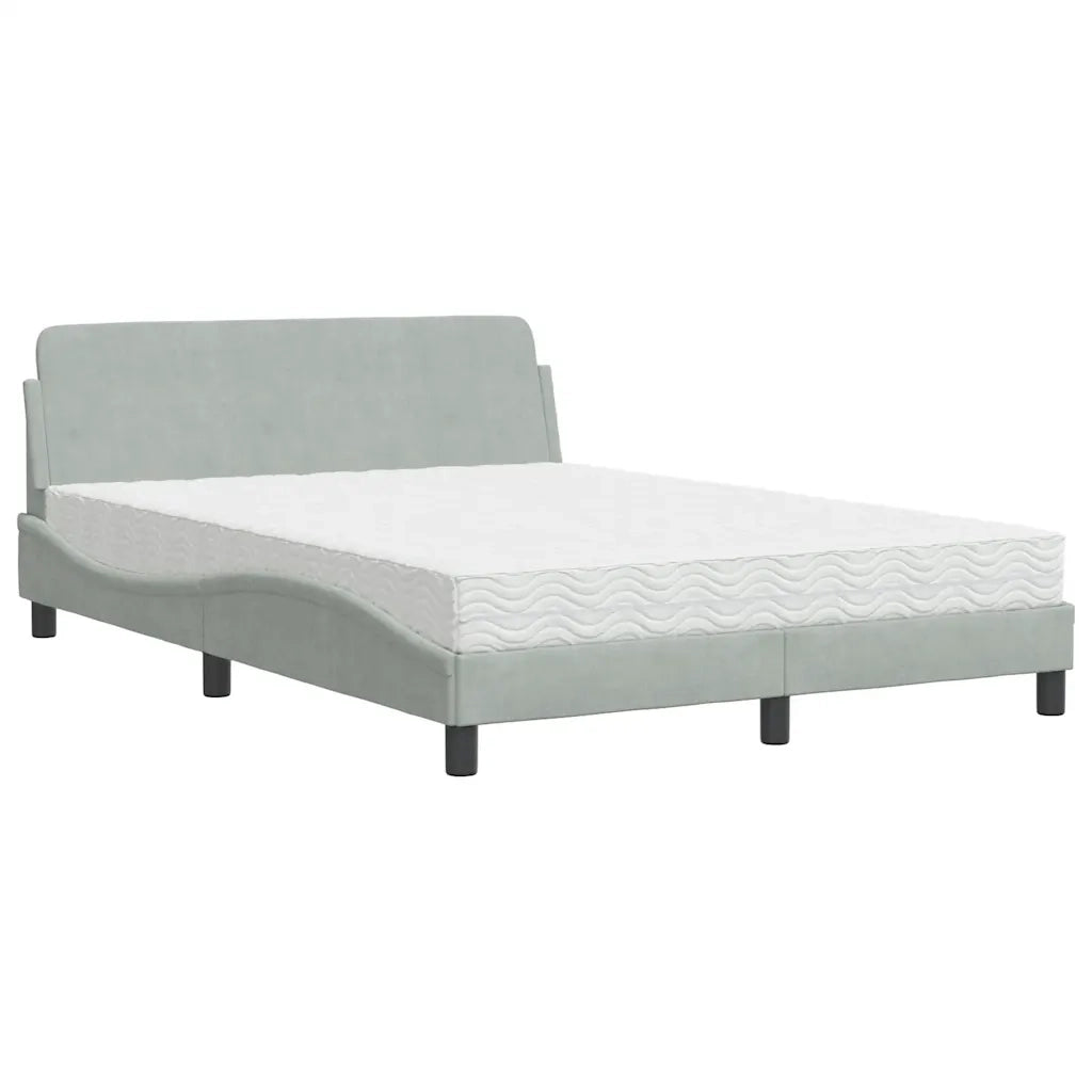 Letto con Materasso-Struttura Letto con Materasso Dover Grigio Chiaro 120x200 cm in Velluto