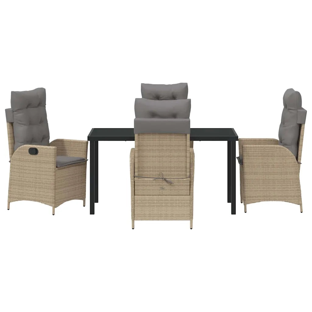 Set da Pranzo per Giardino con cuscino 5 pcs Beige polyrattan 3380514