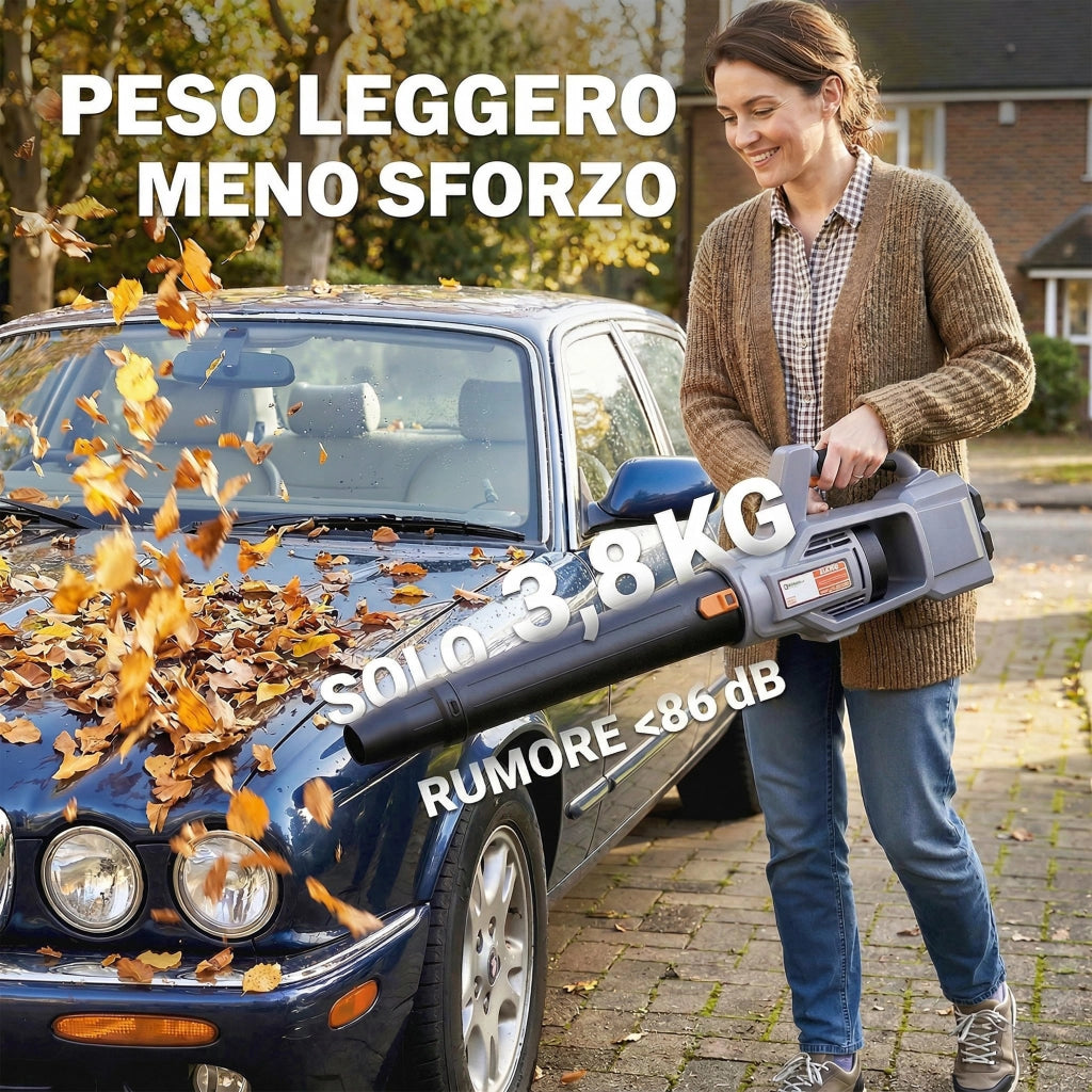 Soffiatore Foglie Senza Filo 36V ¨C Zephmum ¨C Leggero, 2 Batterie 4000mAh, con Caricatore