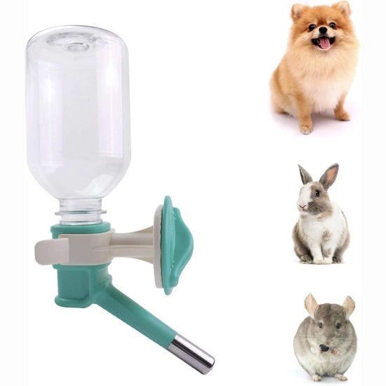 Fonte d'acqua anti-scrocio per animali domestici - 330 ml fonte d'acqua anti-scrocio - può essere inclinato in alto e in basso per bere e nutrire - adatto per cuccioli/cani da gioco piccoli/conigli/gattini/chinchilla, gabbie o recinti