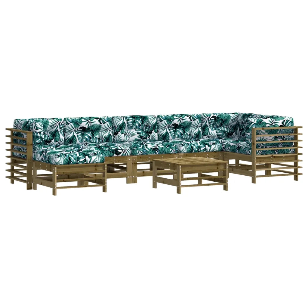 Set Divani da Giardino 8pz con Cuscini Legno Impregnato di Pino 3185884