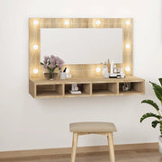 Mobile a Specchio con LED Rovere Sonoma 90x31,5x62 cm 808894