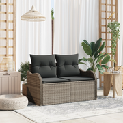 Divano da giardino a 2 posti con cuscini Grigio in Polyrattan
