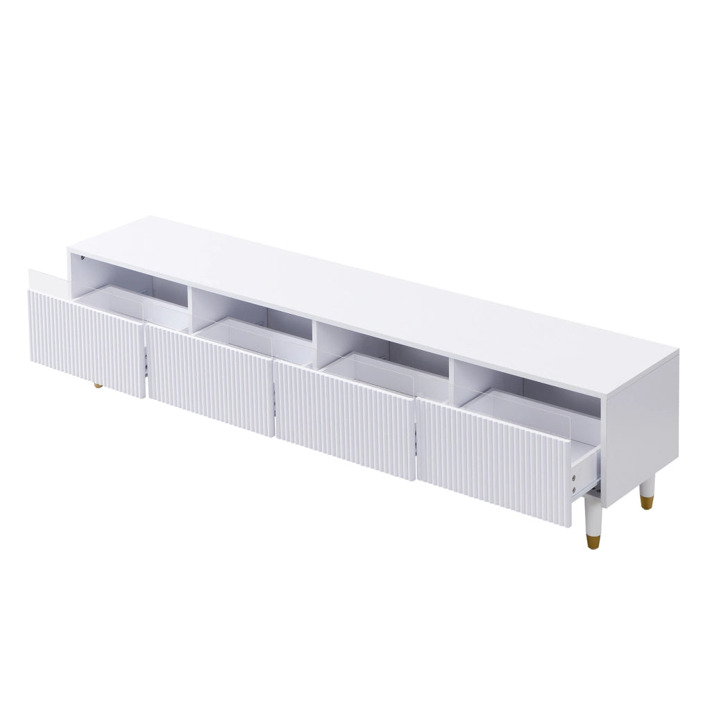 Mobile TV moderno bianco 178 cm con 4 cassetti e passacavi; in MDF
