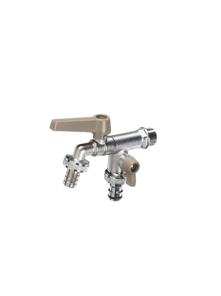 Rubinetto doppio con leve colorato in ottone Belfer diametro Ø27mm Colore: Tortora