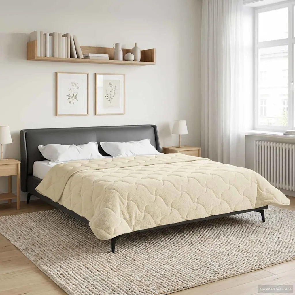 Duvet Estivo Crema 220 x 260 cm Microfibra e Fleece Teddy 42026227