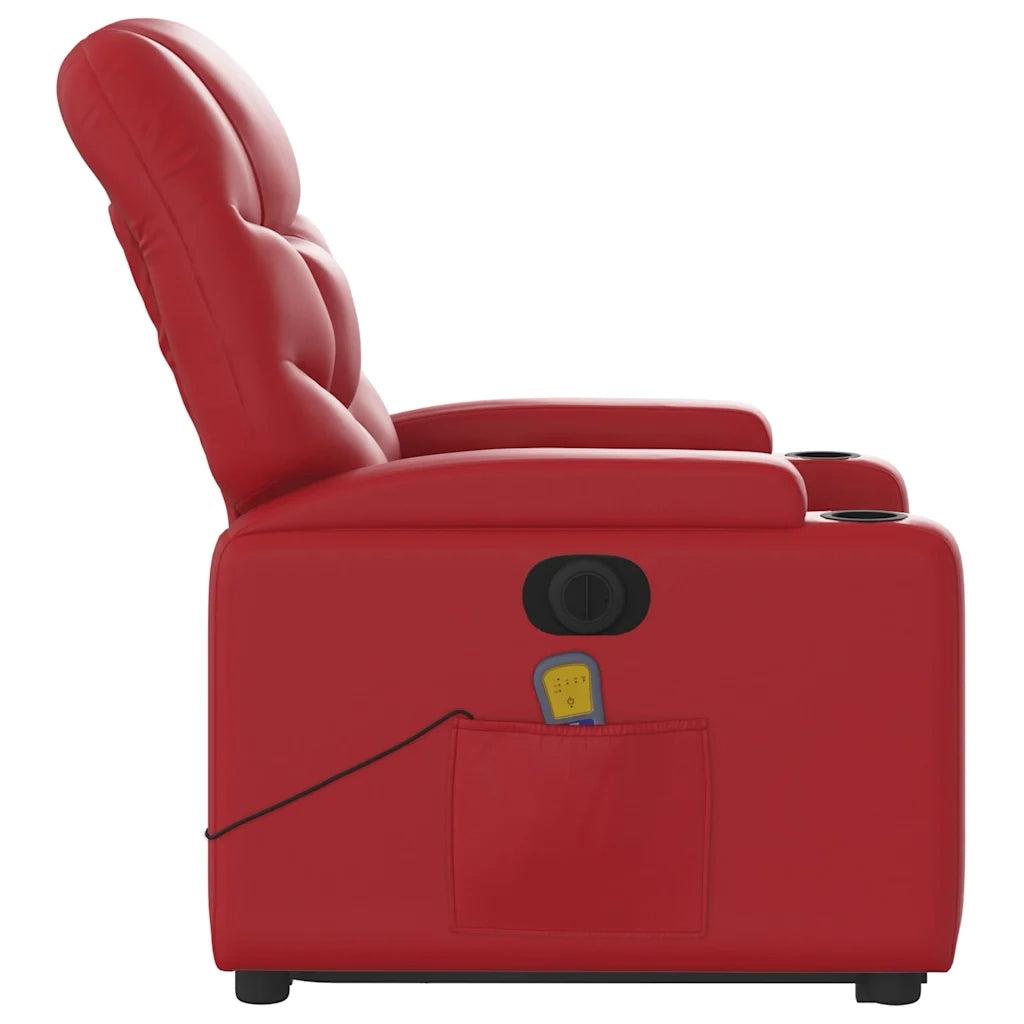Poltrona Alzapersona Reclinabile Elettrica Rossa in Similpelle