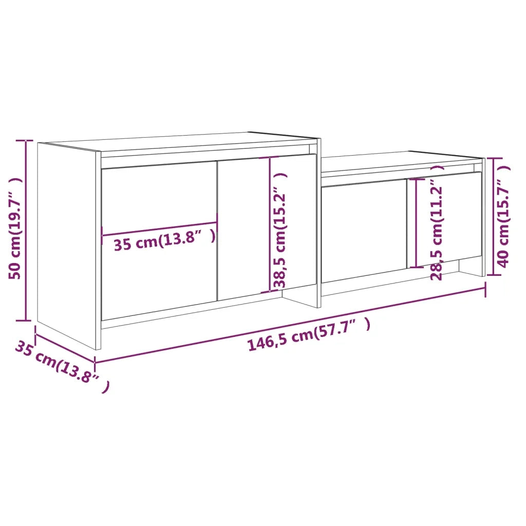 Mobile TV Grigio Cemento 146,5x35x50 cm in Truciolato 809813