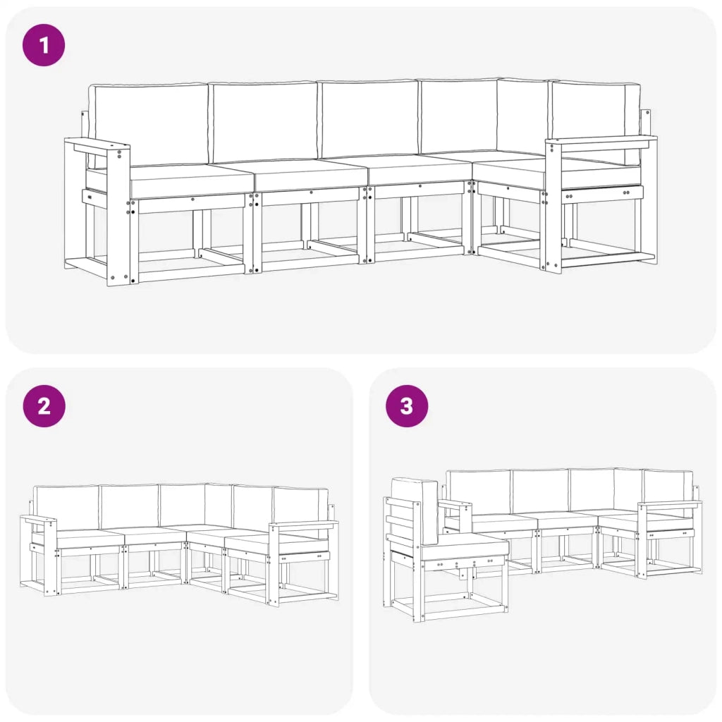 Set di divani da esterno 5 pz Bianco e Beige 3387637