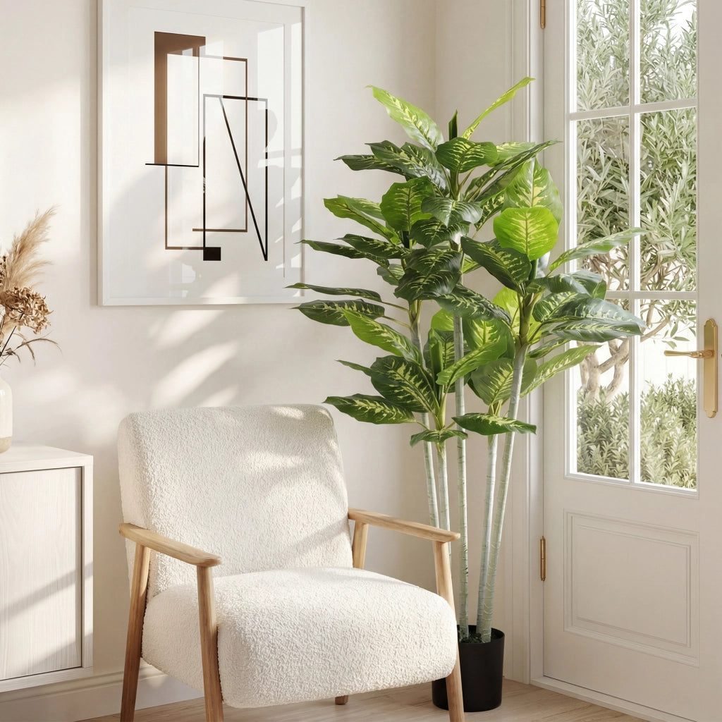 Pianta artificiale Calathea ¨C zephmum ¨C 150 cm vaso cemento 53 foglie