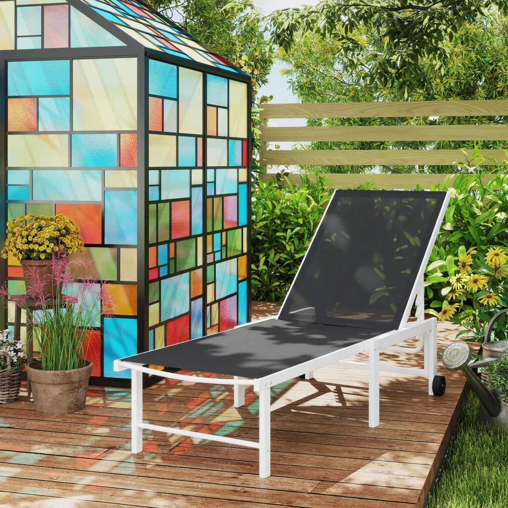Poltrona Reclinabile da Giardino con Ruote e Schienale Regolabile ¨C Zephmum ¨C Grigio 166x60x84 cm