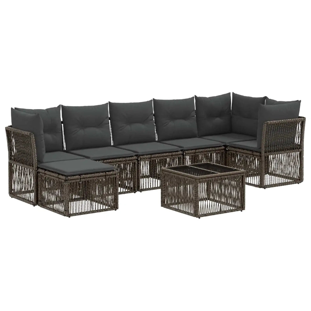Set Divano da Giardino 8 pcs Grigio polyrattan