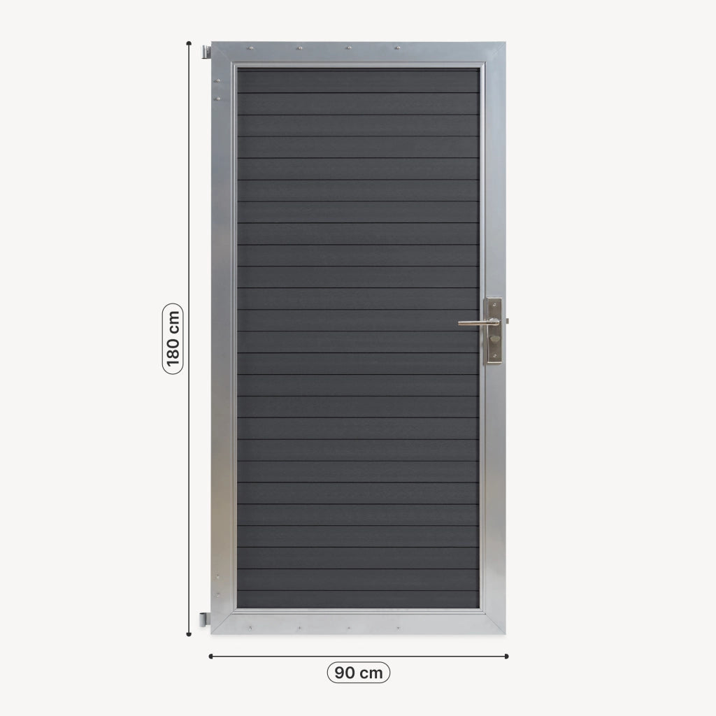 Cancello da Giardino Pedonale Segovia 90x180 cm Porta per Recinzione con Serratura - Grigio NEU.HOLZ