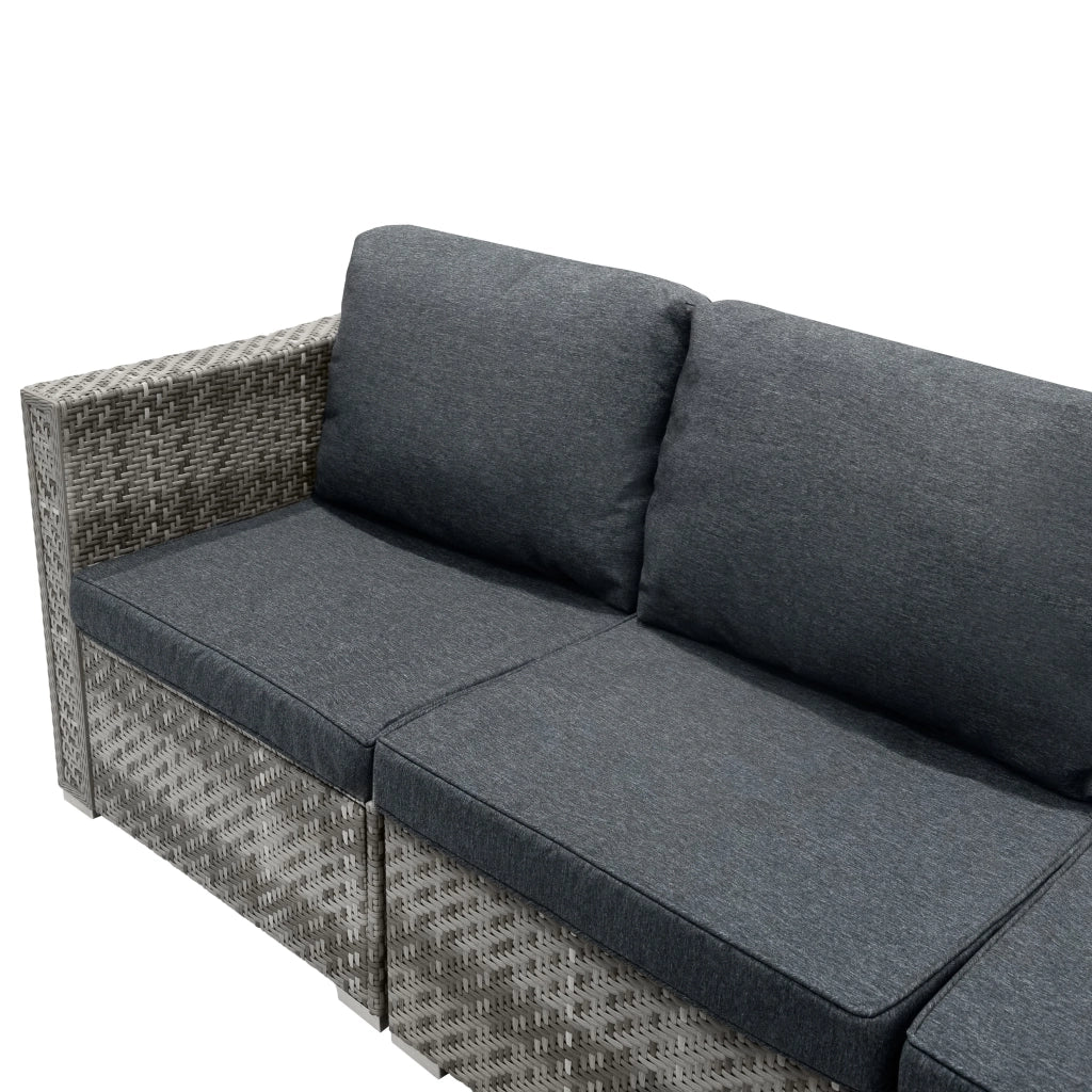 Set Divani Rattan Grigio 7 Pezzi da Giardino con Cuscini e Tavolino