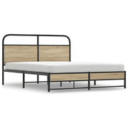 Letto matrimoniale | Letto per adulti | Giroletto senza Materaso in Metallo Rovere Fumo 160x200 cm