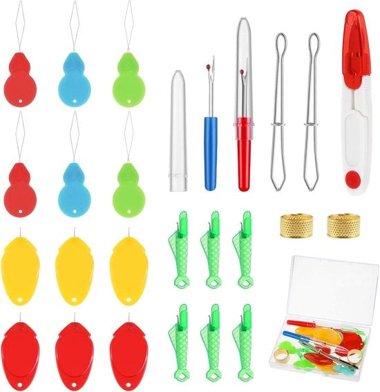 Set di aghi da cucire 25 pezzi inclusi aghi da cucire e aghi da cucire a dente di sega - Accessori di aiuto per la cucita con aghi da cucire