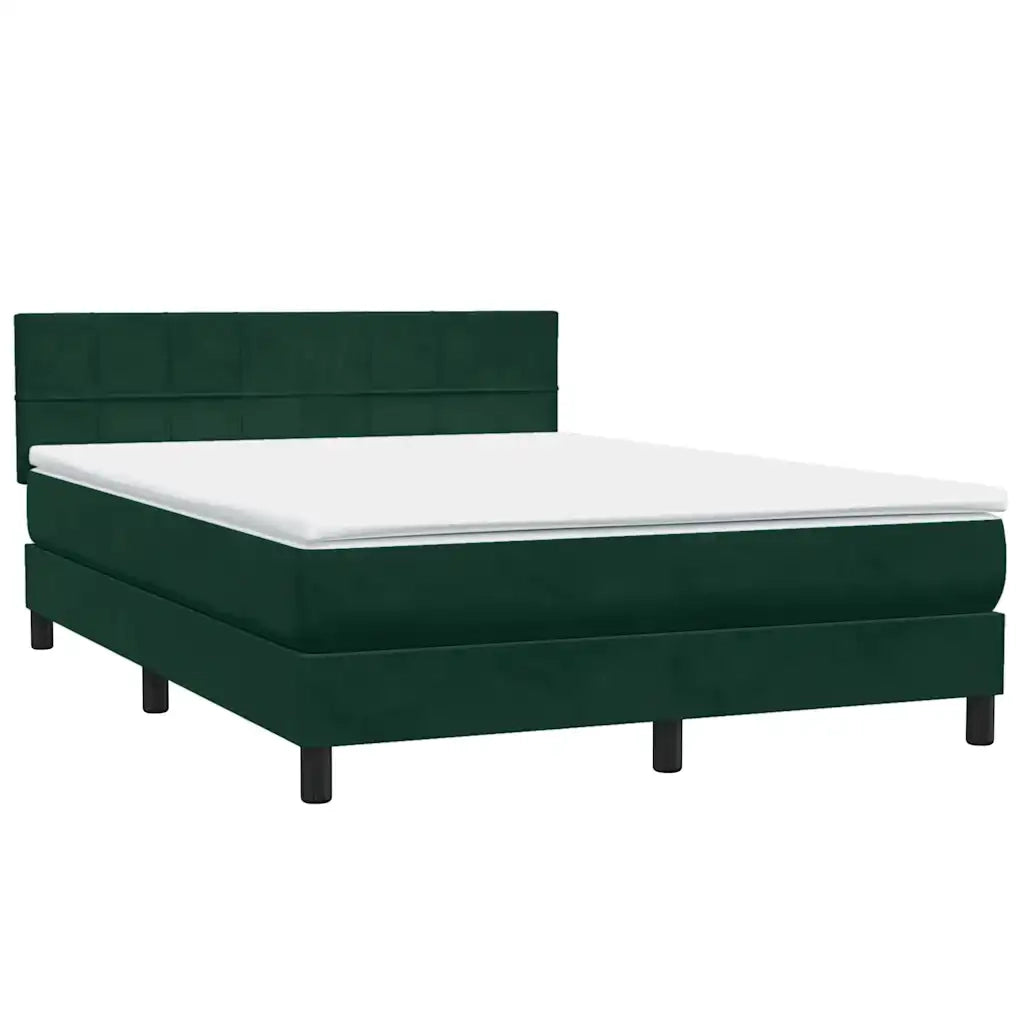 Letto a Molle con Materasso e LED Verde Scuro 160x220 cm Velluto 3316938
