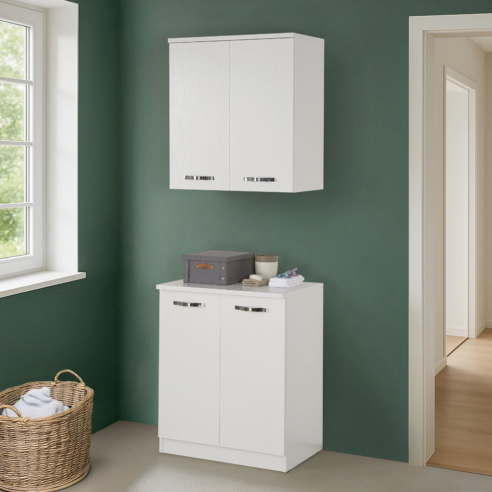 Base multiuso 70x85,5cm salvaspazio in legno bianco 2 ante linea Pilar