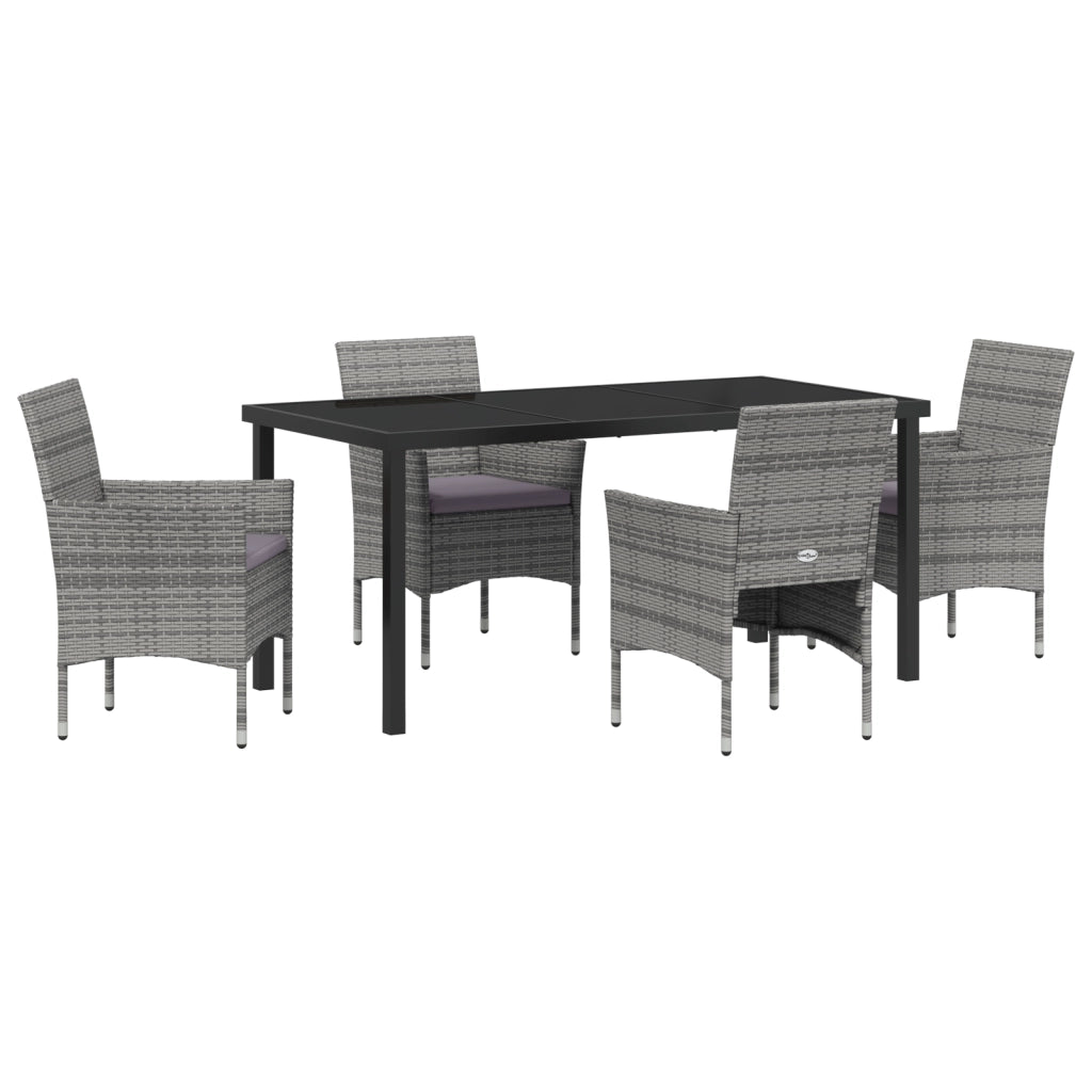 Set da Pranzo da Giardino 5 pezzi Grigio Rattan PE