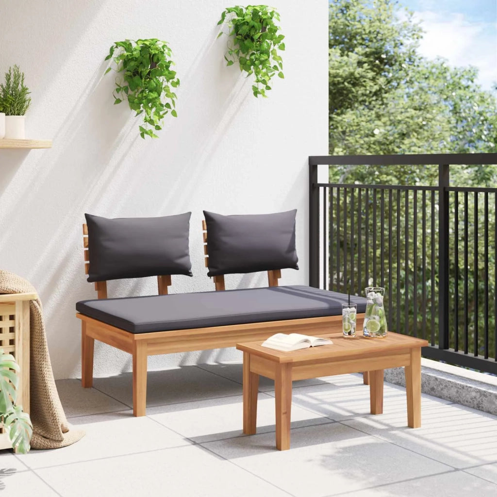 Set Panchina e Tavolo da Giardino 2 pcs Grigio e Marrone 42006398