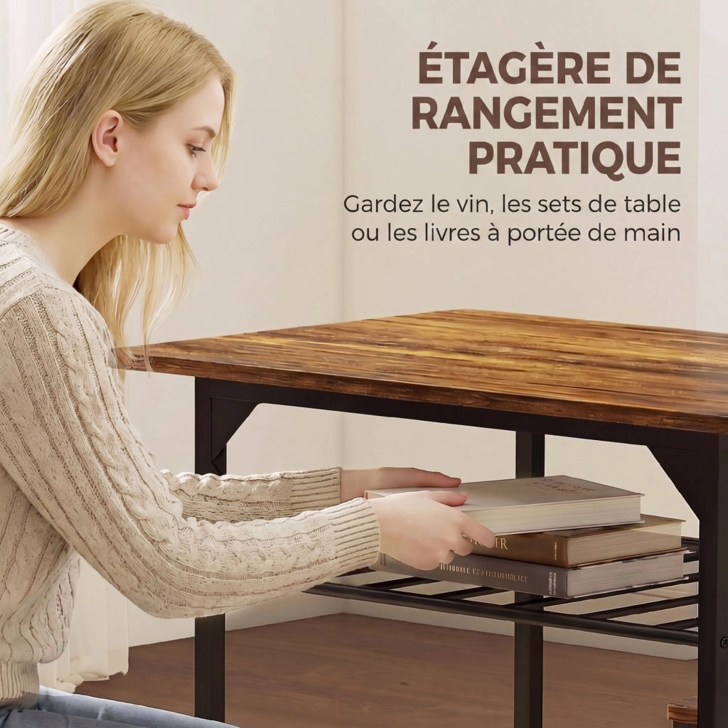 Tavolo da pranzo allungabile con sedie ¨C zephmum ¨C marrone, metallo, 90x200