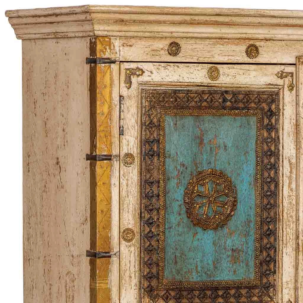 Armadio artigianale in legno bianco, 102x44x183h cm