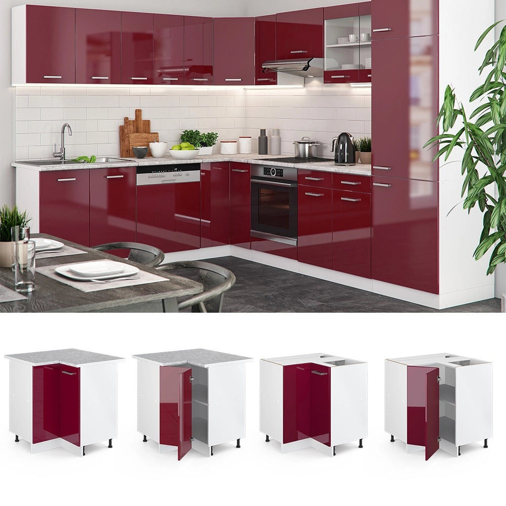 Mobile ad angolo cucina R-Line Rosso lucido/Bianco 75.6 cm senza piano di lavoro Vicco