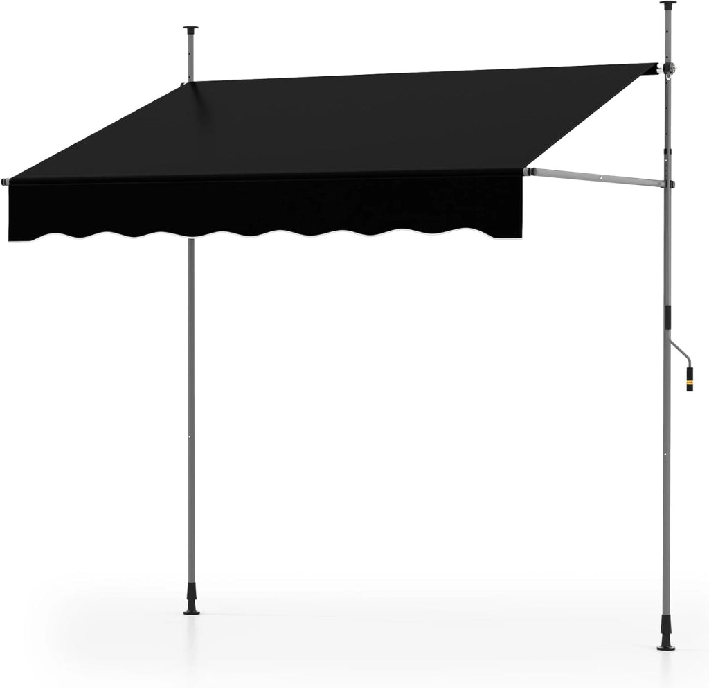 Tenda da Sole a Morsetto, Regolabile in Altezza e Inclinazione con Manovella, Telo Impermeabile e Resistente ai Raggi Solari e Telaio Antiruggine, Tenda Retrattile Senza Foratura (2M,Nero)