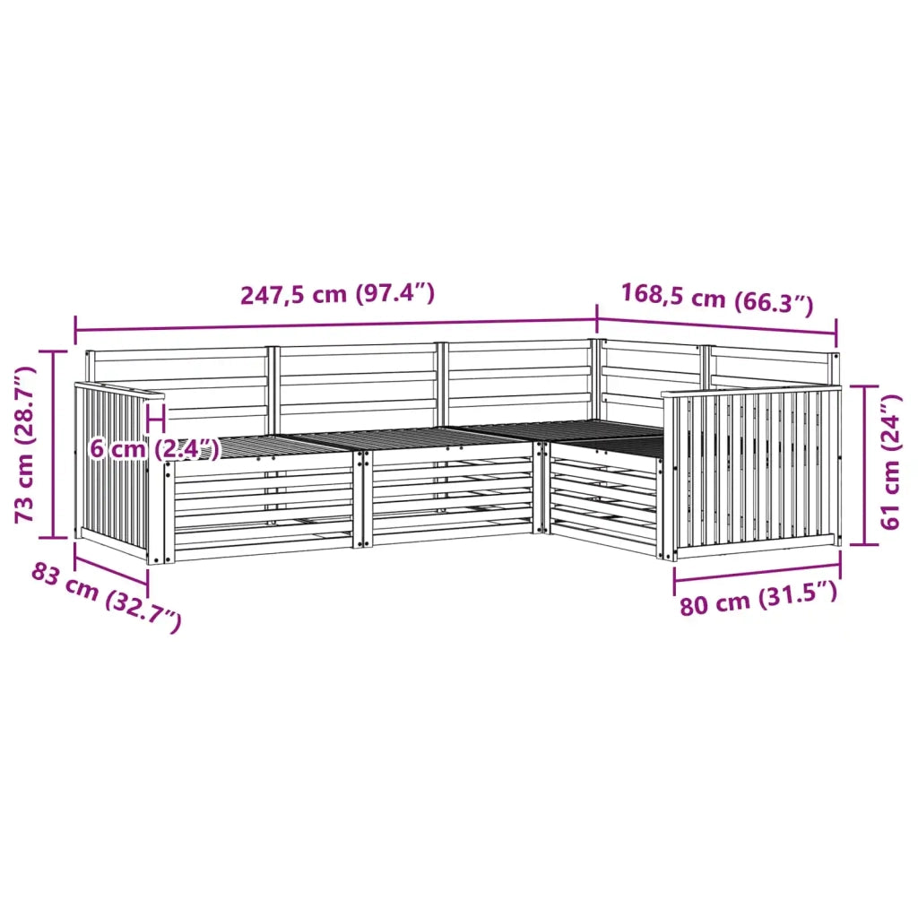 Set di divani da esterno 4 pcs Naturale