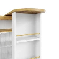 Moderno tavolo bar estensibile e mobile, con LED,grande spazio di stoccaggio, adatto a cucine, ristoranti e bistrot,138-204×39×105 cm, Bianco