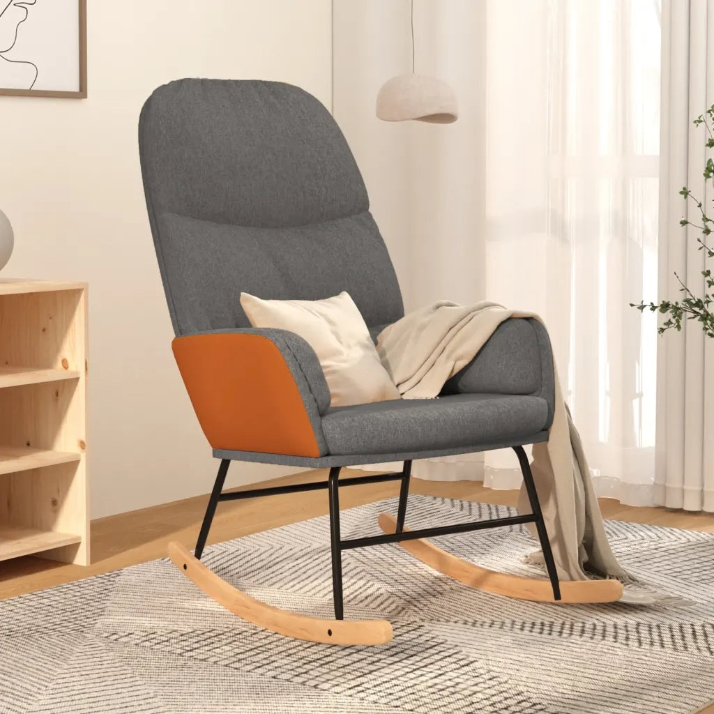 Sedia a Dondolo Grigio Chiaro in Tessuto CFW8120586